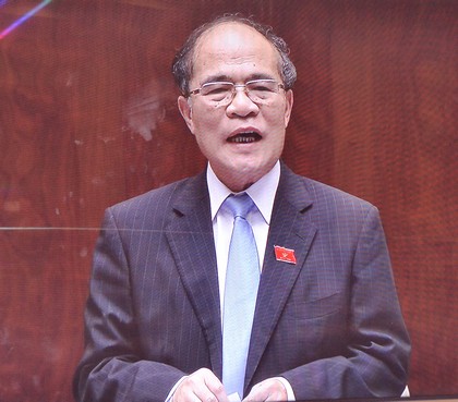 Chủ tịch Quốc hội Nguyễn Sinh Hùng phát biểu bế mạc kỳ họp thứ 10, Quốc hội khóa XIII.