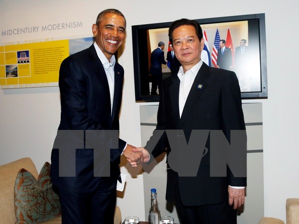 Thủ tướng Chính phủ Nguyễn Tấn Dũng gặp Tổng thống Hoa Kỳ Barack Obama. (Ảnh: Đức Tám/TTXVN)