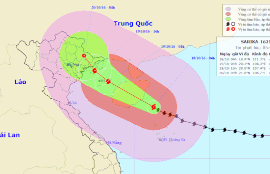 Vị trí và dự báo đường đi của bão số 7-Nguồn: Trung tâm Dự báo khí tượng Thủy văn trung ương