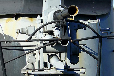 Trọng lượng khẩu pháo (đặt trên boong tàu ngầm Lionfish) là 6.350kg.