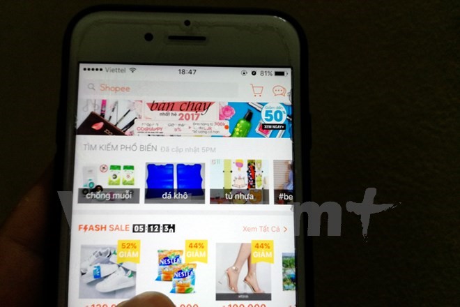 Shopee đã có hơn 5 triệu lượt cài đặt sau một năm ra mắt tại Việt Nam. (Ảnh: T.H/Vietnam+)