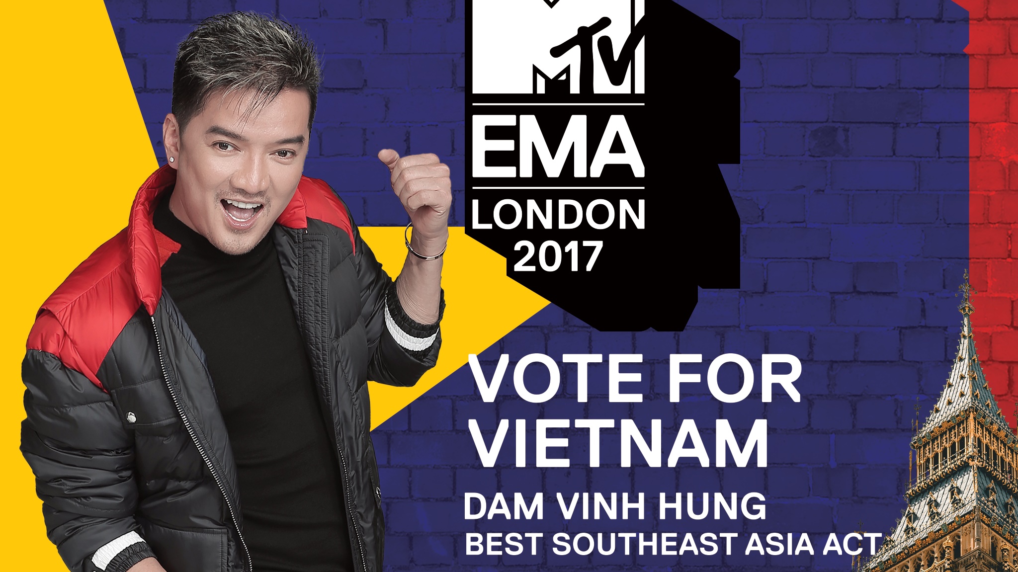 Hình ảnh Đàm Vĩnh Hưng kêu gọi bình chọn trên trang MTV