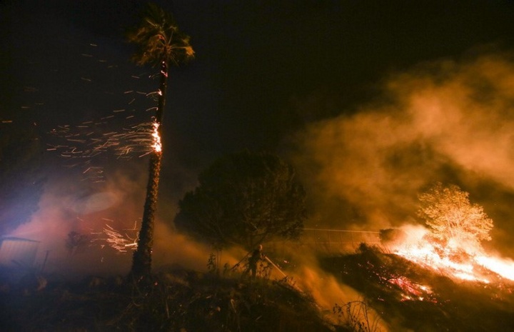 Đám cháy dữ dội đã khiến cao tốc San Diego (405) đóng cửa cả hai chiều - Ảnh: AFP