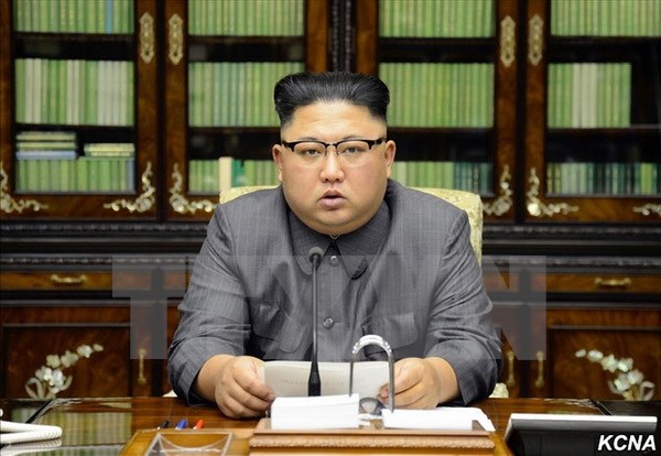 Nhà lãnh đạo Triều Tiên Kim Jong-un phát biểu tại Bình Nhưỡng. (Nguồn: YONHAP/TTXVN)
