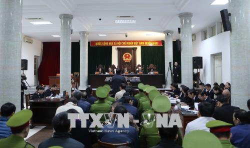Quang cảnh phiên tòa xét xử Trịnh Xuân Thanh và đồng phạm sáng 10/1/2018. 
