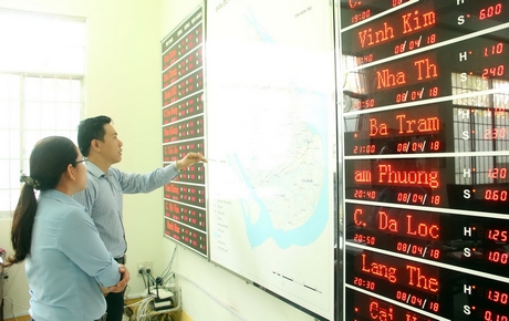 Vận hành hệ thống quan trắc và đo mặn tự động tại Công ty TNHH Nhà nước 1TV Quản lý khai thác công trình thủy lợi Trà Vinh.