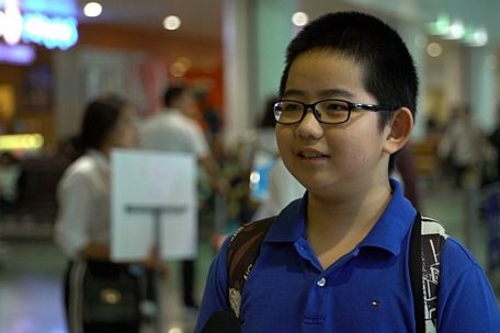 Lau Sze Chun, 13 tuổi đến từ đội tuyển Hồng Kông là thí sinh nhỏ tuổi nhất trong Kì thi Olympic Vật lí châu Á năm nay. Ảnh: Minh Anh