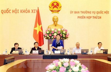 Chủ tịch Quốc hội Nguyễn Thị Kim Ngân phát biểu khai mạc Phiên họp thứ 24.  Ảnh: TTXVN