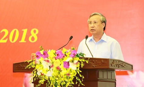 Đồng chí Trần Quốc Vượng, Ủy viên Bộ Chính trị, Thường trực Ban Bí thư phát biểu tại Hội nghị - Ảnh: VGP/Quang Hiếu