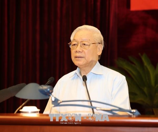 Tổng Bí thư Nguyễn Phú Trọng phát biểu chỉ đạo hội nghị. Ảnh : Trí Dũng/TTXVN