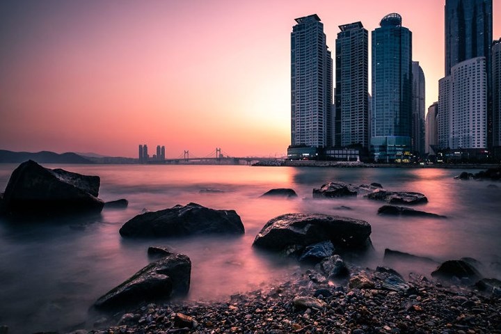 Cảnh đẹp bồng bềnh ở đô thị Busan, Hàn Quốc.