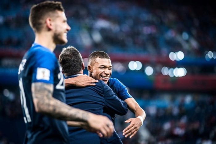 Nụ cười của Mbappe khi ăn mừng chiến thắng của tuyển Pháp trước Bỉ ở bán kết World Cup 2018.