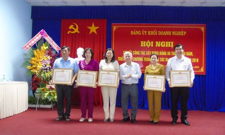  Đồng chí Lê Thành Lượng trao bằng khen của Tỉnh ủy cho 13 đảng viên hoàn thành xuất sắc nhiệm vụ 5 năm 2013- 2017.