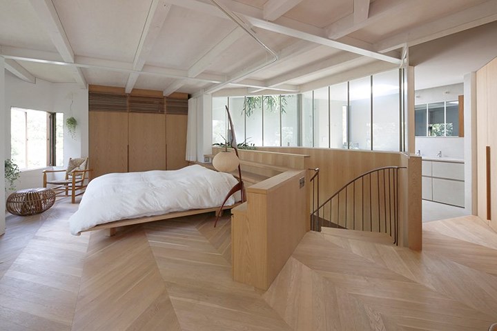 Phòng ngủ thiết kế theo kiểu mở, không tường ngăn.