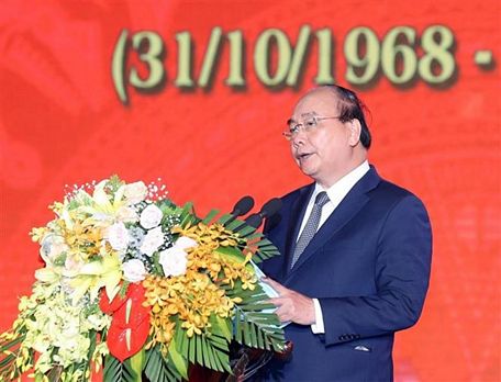 Thủ tướng Nguyễn Xuân Phúc phát biểu tại Lễ kỷ niệm. (Nguồn: Thống Nhất/TTXVN)