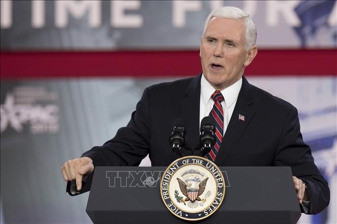 Phó Tổng thống Mỹ Mike Pence phát biểu tại một sự kiện ở Oxon Hill, Maryland. Ảnh: AFP/TTXVN