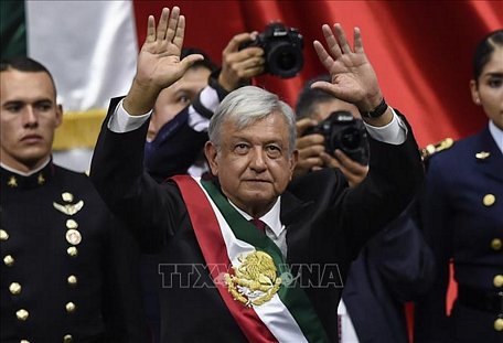 Tân Tổng thống Mexico Andres Manuel Lopez Obrador tại lễ tuyên thệ nhậm chức ở Mexico City ngày 1/12/2018. Ảnh: AFP/TTXVN