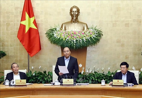 Thủ tướng Nguyễn Xuân Phúc phát biểu tại phiên họp Chính phủ thường kỳ tháng 12/2018. Ảnh: Thống Nhất/TTXVN