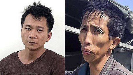 Hai nghi phạm Vương Văn Hùng và Bùi Văn Công khi bị bắt giữ