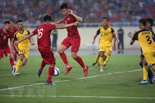 Thành Chung ghi bàn cho U23 Việt Nam. (Ảnh: Đình Trọng/TTXVN)