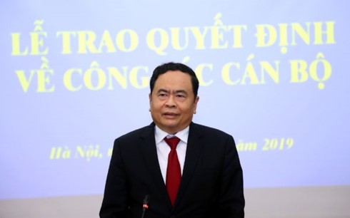 Chủ tịch Ủy ban Trung ương Mặt trận Tổ quốc Việt Nam Trần Thanh Mẫn phát biểu.