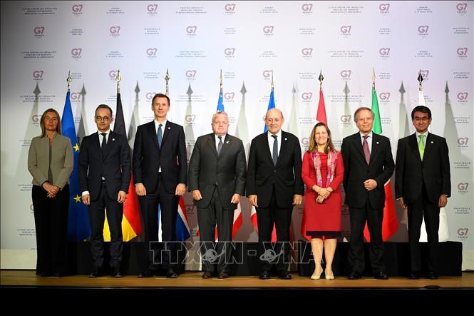 Các đại biểu tại Hội nghị Ngoại trưởng nhóm G7 ở Dinard, Pháp ngày 5/4/2019. Ảnh: AFP/TTXVN