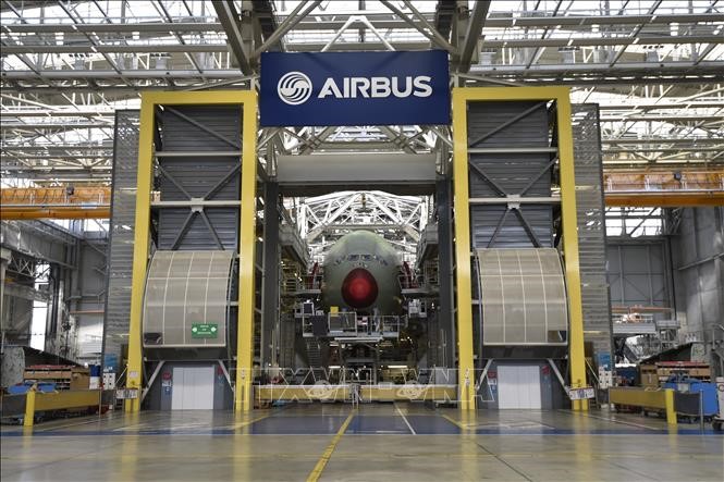  Máy bay A380 của Airbus được sản xuất tại nhà máy ở Blagnac, miền nam nước Pháp, ngày 21/3/2018. Ảnh: AFP/TTXVN