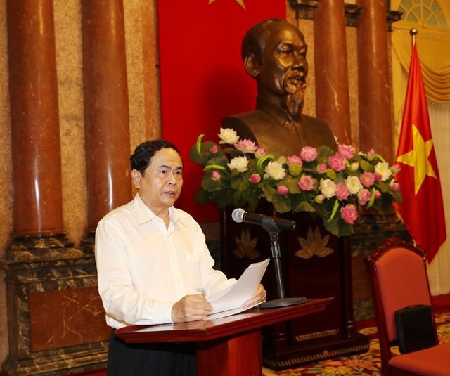 Chủ tịch Ủy ban Trung ương Mặt trận Tổ quốc Việt Nam Trần Thanh Mẫn phát biểu 