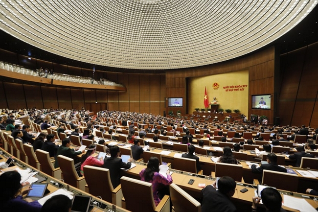 Toàn cảnh hội trường phiên khai mạc Kỳ họp thứ 7, Quốc hội khóa XIV.