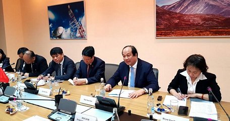 Bộ trưởng, Chủ nhiệm Văn phòng Chính phủ Mai Tiến Dũng đánh giá cao hợp tác với phía Nga trong các dự án hạ tầng nền tảng xây dựng Chính phủ điện tử của Việt Nam. (Ảnh: Tâm Hằng/TTXVN)