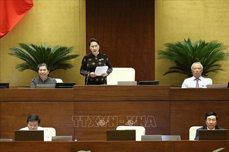 Chủ tịch Quốc hội Nguyễn Thị Kim Ngân phát biểu kết thúc phiên chất vấn và trả lời chất vấn. Ảnh: Dương Giang /TTXVN