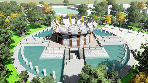 Phối cảnh đền thờ các vua Hùng xây dựng tại quận Bình Thủy, TP Cần Thơ.