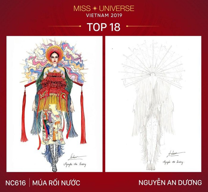 Sau 2 tháng khởi động và bình chọn, top 18 cuộc thi tuyển chọn trang phục dân tộc cho Hoàng Thùy tại Miss Universe 2019 chính thức lộ diện, gồm 5 bài thi do khán giả bình chọn và 13 bài thi do ban giám khảo lựa chọn.