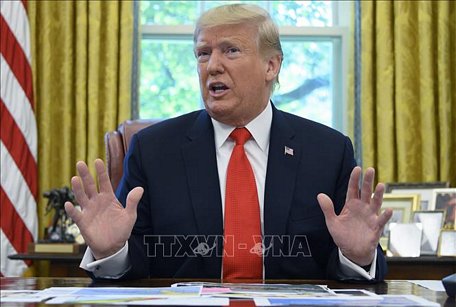 Tổng thống Mỹ Donald Trump phát biểu với báo giới tại Washington, DC ngày 4/9/2019. Ảnh: AFP/TTXVN