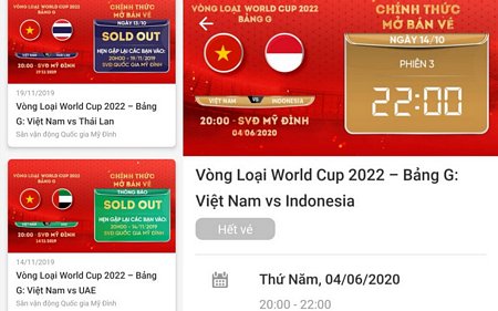 Toàn bộ vé xem ĐT Việt Nam trên sân Mỹ Đình tại vòng loại 2 World Cup 2022 khu vực châu Á đã được bán hết. 