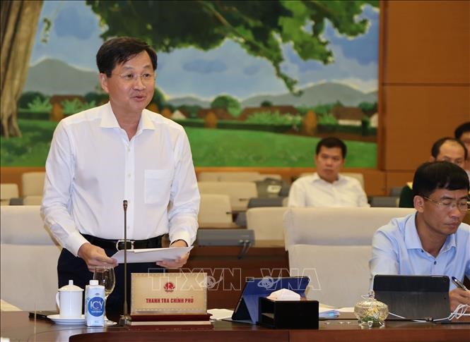 Tổng Thanh tra Chính phủ Lê Minh Khái trình bày báo cáo. Ảnh: Trọng Đức/TTXVN