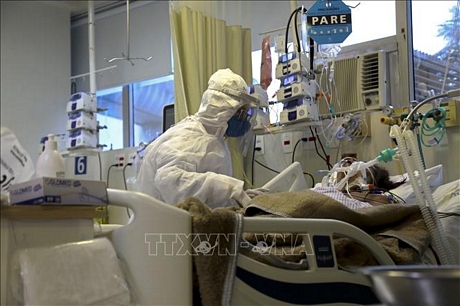 Bệnh nhân COVID-19 được điều trị tại bệnh viện ở Porto Alegre, Brazil ngày 13/8. Ảnh: AFP/TTXVN
