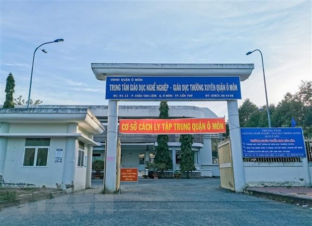 Trung tâm Giáo dục nghề nghiệp-Giáo dục thường xuyên quận Ô Môn là một trong ba cơ sở được sử dụng làm khu cách ly tập trung tại quận Ô Môn. (Ảnh: Thanh Liêm/TTXVN)