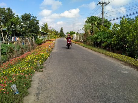 Một góc đường quê tại xã xây dựng nông thôn mới năm 2021 Chánh An (Mang Thít).