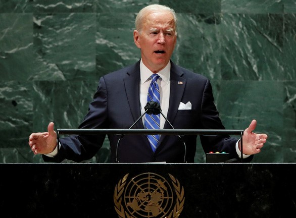 Tổng thống Mỹ Joe Biden phát biểu tại phiên thứ 76 của Đại hội đồng Liên Hiệp Quốc ngày 21-9 - Ảnh: REUTERS