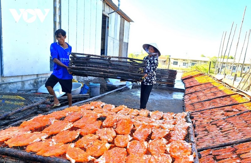 Ngoài sản phẩm cá khoai khô đã có tiếng, các hộ sản xuất khô ở địa phương còn làm đa dạng các sản phẩm khác.