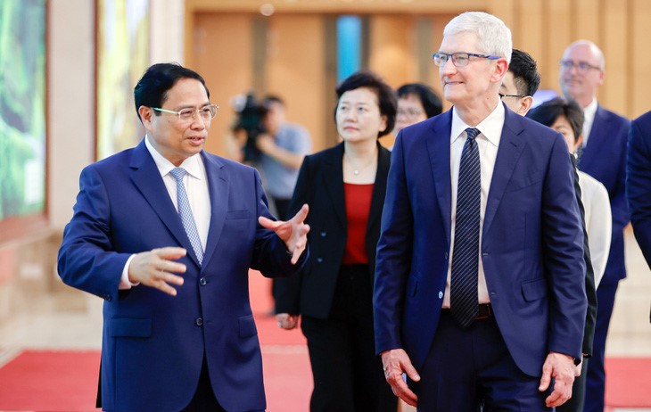 Thủ tướng Phạm Minh Chính tại cuộc tiếp CEO Apple Tim Cook - Ảnh: VGP
