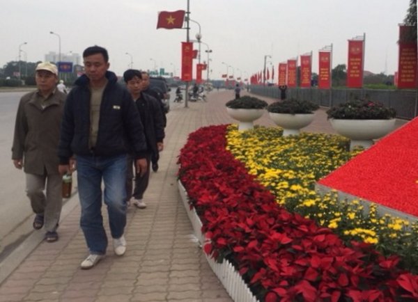 Đại hội Đại biểu toàn quốc lần thứ XII của Đảng sẽ chính thức diễn ra từ ngày 20- 28/01/2016. Những ngày này, Thủ đô Hà Nội đâu đâu cũng rực rỡ với màu cờ, màu hoa khoe sắc thắm.