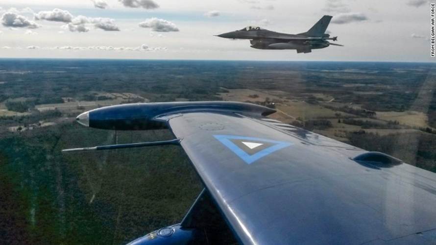 Chiến đấu cơ F-16 tuần tra ở khu vực biển Baltic. Ảnh Không quân Bỉ