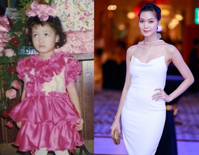 Em bé đáng yêu như cô búp bê với mái tóc xoăn ngắn này chính là Hoa hậu Thùy Dung.