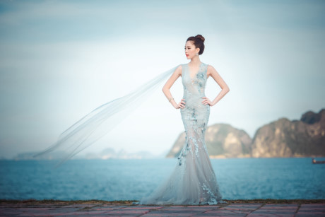 Bộ ảnh trong chiếc váy xanh ngọc dáng đuôi cá của Thu Thảo từng được tờ Nate của Hàn Quốc đăng tải lại. Tờ này chú thích: 