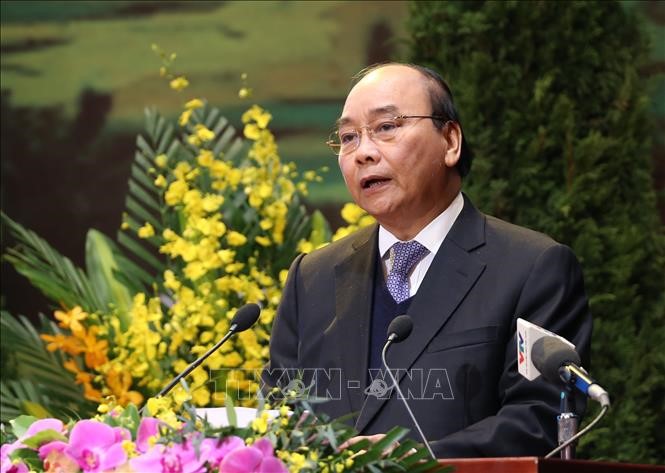 Thủ tướng Nguyễn Xuân Phúc phát biểu tại Đại hội. Ảnh: Dương Giang/TTXVN