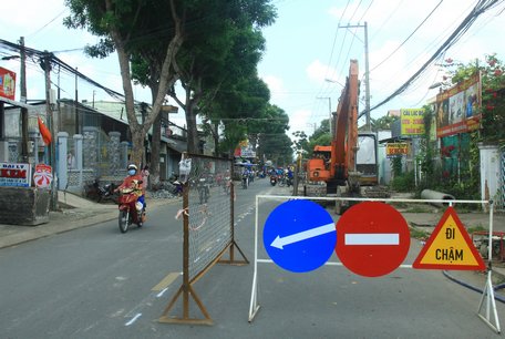 Đường Mậu Thân (Phường 3- TP Vĩnh Long) được triển khai thi công cải tạo, nâng cấp từ cuối tháng 3/2021.