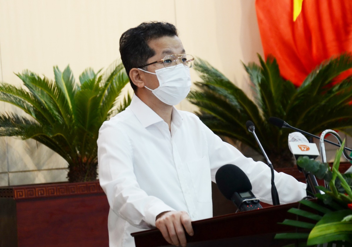 Ông Nguyễn Văn Quảng, Bí thư Thành ủy Đà Nẵng phát biểu tại hội nghị tổng kết công tác bầu cử đại biểu Quốc hội Khóa XV và HĐND TP nhiệm kỳ 2021-2026.