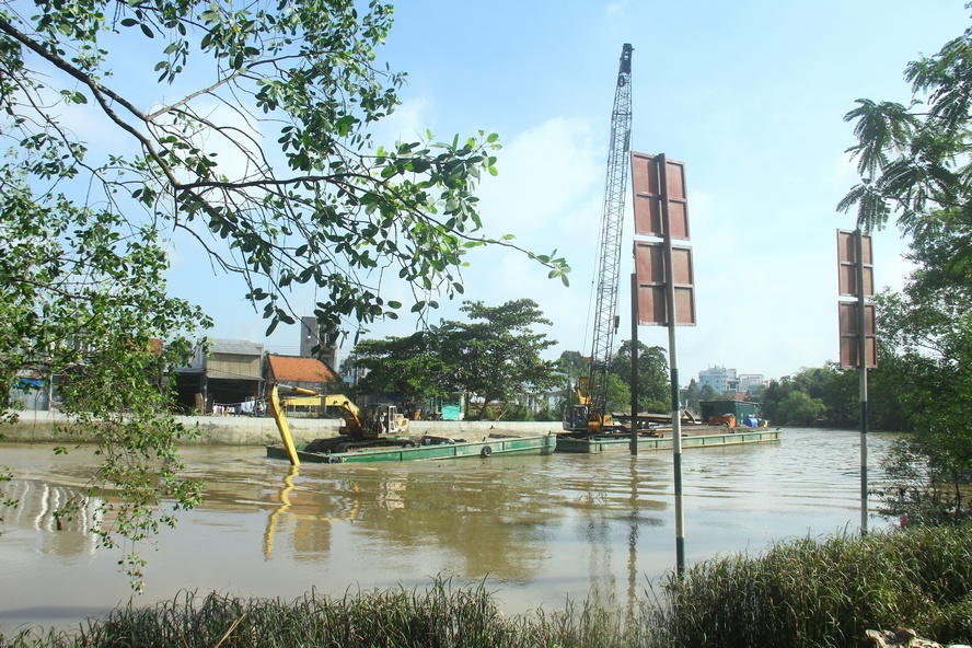 Đây là công trình đê bao chống ngập TP Vĩnh Long- khu vực sông Cái Cá.